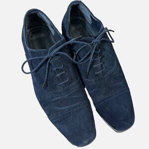 JOSEPH ABBOUD COLLECTION Oxford Mens Shoes 10 M Blue Suede Solid Lace Up Leather